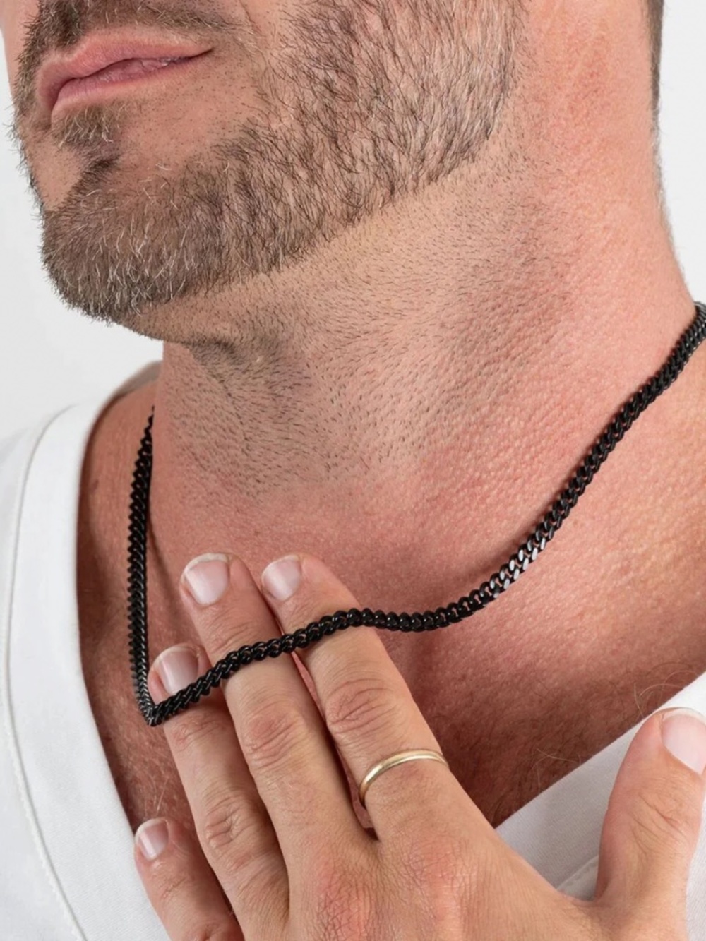 Stainless Steel Black Curb Chain Necklace - unisex